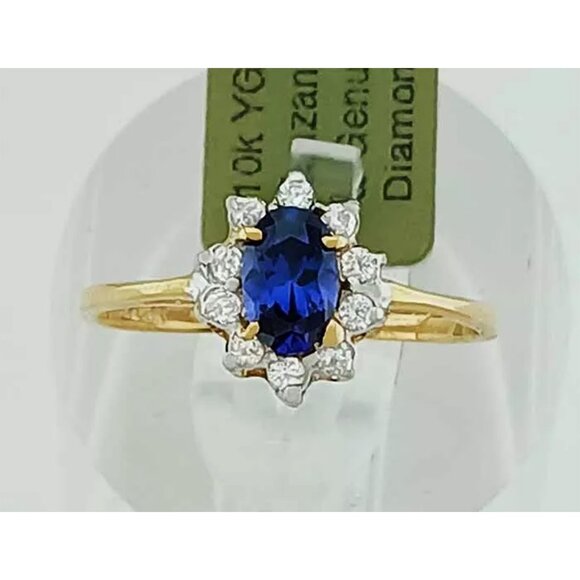 AAA Tanzanite 0.68 Cts & Genuine Diamond Ring 10k Solid Gold - Picture 3 of 5
